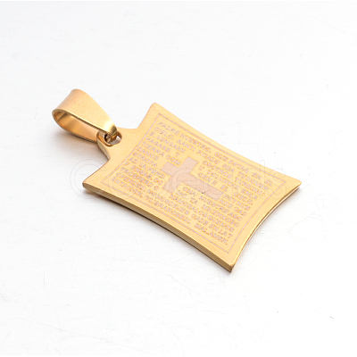 304 Stainless Steel Rectangle with Word Lord's Prayer Holy Pendants STAS-E090-75-1