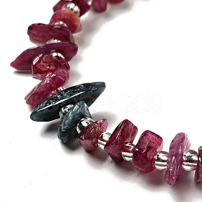 Natural Tourmaline Chips Beaded Bracelet G-D470-13S-1