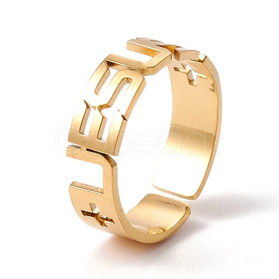 Word Jesus 304 Stainless Steel Cuff Ring RJEW-B035-01G-1