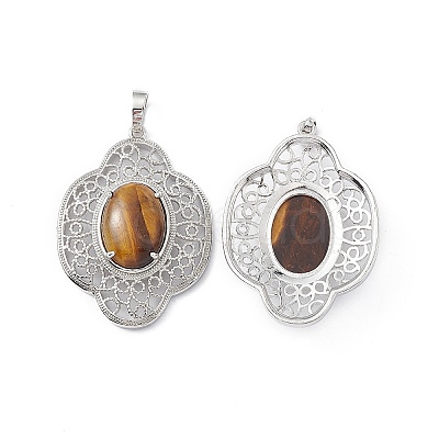 Natural Tiger Eye Pendants G-P492-01P-03-1