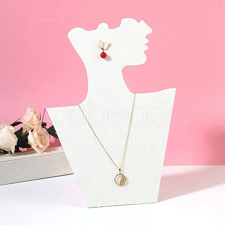 Cardboard Covered with Linen Cloth Necklace & Earring Display Stands ODIS-Q041-07A-1