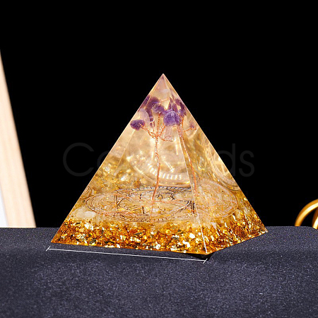 Resin Orgonite Pyramid Display Decorations G-PW0004-55J-1
