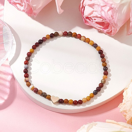 Natural Mookaite Round Beaded Stretch Bracelets for Women BJEW-JB11370-1