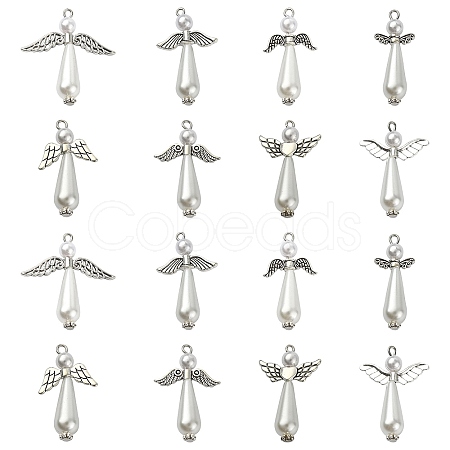 40Pcs 8 Styles Acrylic Imitation Pearl & Alloy Charms PALLOY-CJ0002-67-1