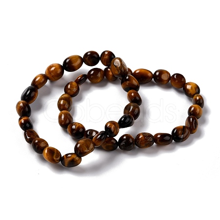 Natural Tiger Eye Beaded Stretch Bracelets BJEW-F414-02B-01-1