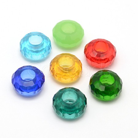 Faceted Glass Rondelle Large Hole European Beads X-GLAA-O004-M-1