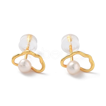 Natural Pearl Stud Earrings for Women EJEW-E303-19G-1