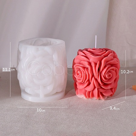 3D Rose Bouquet Pillar Scented Candle Food Grade Silicone Molds PW-WG30260-01-1