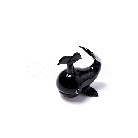 Ocean Theme Miniature Glass Whale Shape Figurine Ornaments OCEA-PW0001-16C-1