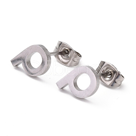 304 Stainless Steel Greek Alphabet Stud Earrings STAS-D007-07P-17-1