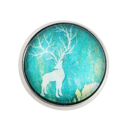 Round with Deer Glass Brooches JEWB-A022-01F-1