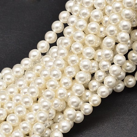 Round Shell Pearl Bead Strands X-BSHE-M011-03-1