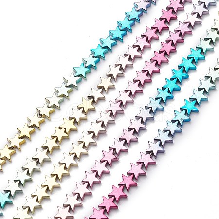 Rainbow Color Electroplate Non-magnetic Synthetic Hematite Beads Strands G-L489-I01-1