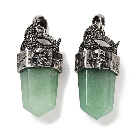 Natural Green Aventurine Faceted Sword Pendants G-Q163-01AS-01-1