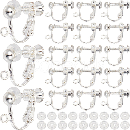 SOFPLATE 36Pcs Brass Screw On Clip-on Earring Findings KK-SP0001-18S-1