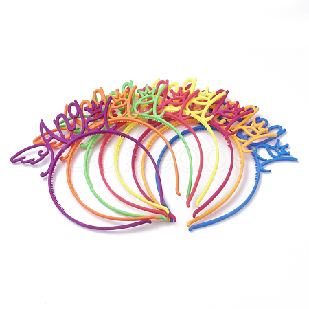 Rubberized Style Plastic Fluorescent Color Hair Bands OHAR-T003-25-1