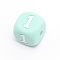 Silicone Beads, for Bracelet or Necklace Making, Arabic Numerals Style, Aquamarine Cube, Num.1, 10x10x10mm, Hole: 2mm