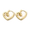 Rack Plating Brass Heart Hoop Earrings for Women, Lead Free & Cadmium Free, Real 18K Gold Plated, 21.5x19.5x5mm, Pin: 1mm