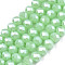 Electroplate Glass Beads Strands, Imitation Jade Beads, Pearl Luster Plated, Faceted, Rondelle, Light Green, 2.9~3.3x2mm, Hole: 0.8mm, about 148~150pcs/strand, 15.55~15.75 inch(39.5~40cm)