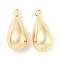 Brass Pendants, Teardrop Charms, Real 18K Gold Plated, 24x10x9mm, Hole: 1.8mm