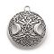 Tibetan Style Hollow Alloy Pendants, Lead Free & Cadmium Free, Flat Round withTriple Moon Goddess, Pagan Jewelry, Antique Silver, 39x34x1.5mm, Hole: 3mm