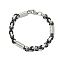 Grooved Column 304 Stainless Steel Byzantine Chain Bracelets for Men, Stainless Steel Color, Black, 8-5/8 inch(22cm)