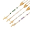 304 Stainless Steel & Glass Rosary Bead Necklaces for Women, Golden, Mixed Color, 21.65 inch(55cm)