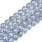 Electroplate Transparent Glass Beads Strands, , Faceted, Round, Light Steel Blue, 8x7mm, Hole: 1.6mm, about 71pcs/strand, 19.88 inch(50.5cm)