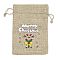 Christmas Printed Burlap Packing Pouches Drawstring Bags, Rectangle, Tan, Candy Cane, 14x10x0.01cm