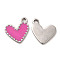 304 Stainless Steel Enamel Pendants, Heart Charm, Stainless Steel Color, 11.5x10x1mm, Hole: 1.6mm