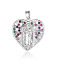 Brass Micro Pave Colorful Cubic Zirconia Pendants, Heart with Virgin Mary Charms, Platinum, 22x22x2.8mm