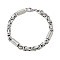 Non-Tarnish Grooved Column 304 Stainless Steel Byzantine Chain Bracelets for Men, Stainless Steel Color, 8-5/8 inch(22cm)