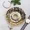 Golden Plated Ceramic Jewelry Plate, Storage Tray for Rings, Necklaces, Earring, Flower, 142mm