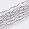 Tarnish Resistant 304 Stainless Steel Cable Chains, Soldered, Flat Oval, Stainless Steel Color, 1.8x1.4x0.35mm