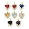 Real 18K Gold Plated Rack Plating Brass Micro Pave Cubic Zirconia Pendants, with Glass, Long-Lasting Plated, Cadmium Free & Lead Free, Heart, Mixed Color, 17x15x7mm, Hole: 3x5mm