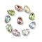 Brass Glass Rhinestone Sew on Rhinestones, Teardrop, Faceted, Mixed Color, Platinum, 14x10x6.5mm, Hole: 0.8mm