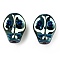 Electroplate Glass Beads Strands, Skull, Teal, 10x8x7.5mm, Hole: 1mm, about 65pcs/strand, 25.59''(65cm)