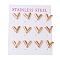 PVD Vacuum Plating 304 Stainless Steel Stud Earring, Letter V, Rose Gold, 11x11mm, 12pcs/set