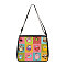 Owl Printed Polyester Shoulder Bags, for Women Bags, Rectangle, Colorful, 28.5x24x7.5cm