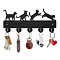 Wood & Alloy Wall Mounted Hook Hangers, Decorative Organizer Rack, including Screws, Screwdriver, Spacer, Expansion Tube, 5 Hooks for Bag Clothes Key Scarf Hanging Holder, Cat Shape, 300x136x7mm