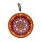 Flat Round with Mandala Pattern Ceramic & Cork Cup Coaster, Heat Resistant Pot Mats, for Home Kitchen, Dark Orange, 160mm