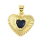 Rack Plating Brass Micro Pave Cubic Zirconia Pendants, Cadmium Free & Lead Free, Long-Lasting Plated, Heart, Real 18K Gold Plated, Midnight Blue, 18x16x6mm, Hole: 4x3mm