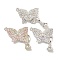 Brass Micro Pave Cubic Zirconia Fold Over Clasps, Butterfly, Mixed Color, 35x22.5x6mm