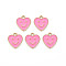 Alloy Enamel Charms, Cadmium Free & Lead Free, Light Gold, Heart with Smile, Pearl Pink, 13x12x1.5mm, Hole: 1.6mm