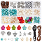 PandaHall Elite DIY Synthetic Turquoise Bracelet Necklace Making Kit, Natural Shell Charms Ocean Theme Jewelry Set, Mixed Color, 4~20.5x0.8~15x0.8~8mm, Hole: 1~2mm