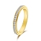 Rotatable Stainless Steel,  Rhinestone Finger Rings  for Women, Golden, US Size 7(17.3mm)