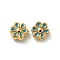 Ion Plating(IP) 304 Stainless Steel Beads, with Enamel, Real 18K Gold Plated, Flower, Light Sea Green, 9x9x5mm, Hole: 1.2mm