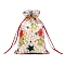 Christmas Theme Organza Printed Drawstring Bags, Rectangle Candy Storage Supplies, White, 15x10cm