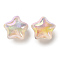 UV Plating Transparent Acrylic Beads, Gradient Color, with Golden Giltter Power, Star, Misty Rose, 19.5x21.5x16mm, Hole: 2.3mm