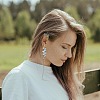 4 Colors Imitation Austrian Crystal Morning Glory Flower Dangle Stud Earrings EJEW-TA00197-5